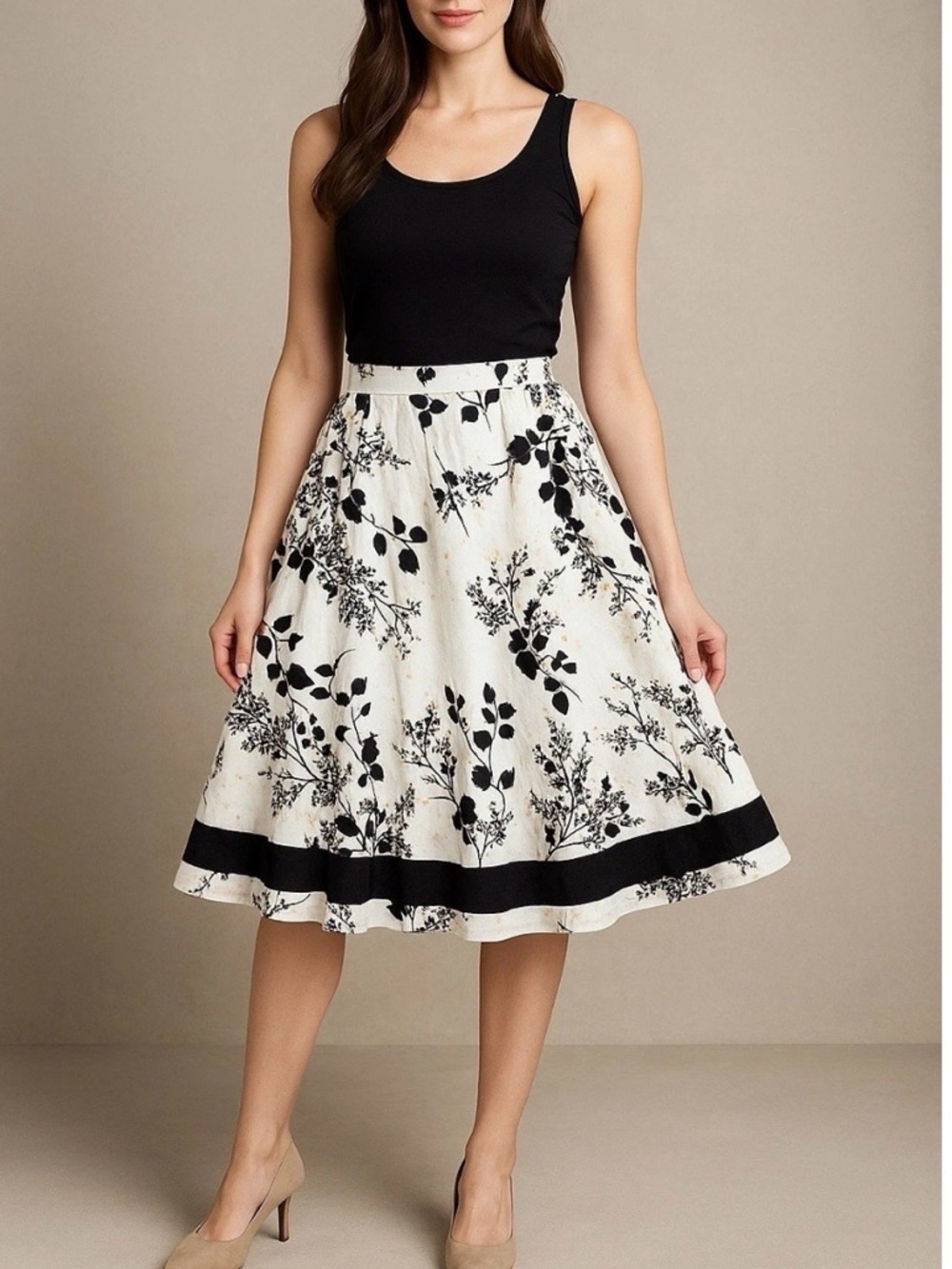 Apostrophe Cotton A-Line Floral Boho Cottagecore Y2K Dark Fairy Midi Skirt XL